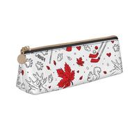 LHAHDG Red Maple Happy Canada Day 2023 Leather Pencil Case Zipper Pen Case Pouch Waterproof Travel Makeup Pouch Large Capacity for Women Men