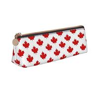 LHAHDG Red Maple Happy Canada Day 2023 Leather Pencil Case Zipper Pen Case Pouch Waterproof Travel Makeup Pouch Large Capacity for Women Men