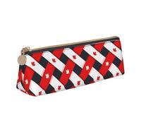 LHAHDG Red Maple Happy Canada Day 2023 Leather Pencil Case Zipper Pen Case Pouch Waterproof Travel Makeup Pouch Large Capacity for Women Men