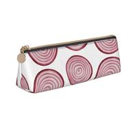 LHAHDG Slice Red Onion Rings Pattern Leather Pencil Case Zipper Pen Case Pouch Waterproof Travel Makeup Pouch Large Capacity for Women Men