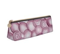 LHAHDG Slice Red Onion Rings Pattern Leather Pencil Case Zipper Pen Case Pouch Waterproof Travel Makeup Pouch Large Capacity for Women Men