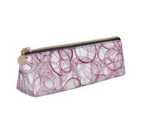LHAHDG Slice Red Onion Rings Pattern Leather Pencil Case Zipper Pen Case Pouch Waterproof Travel Makeup Pouch Large Capacity for Women Men