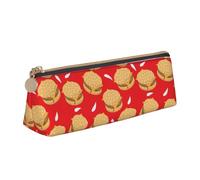 LHAHDG Tasty Burger Grilled Beef Pattern Leather Pencil Case Zipper Pen Case Pouch Waterproof Travel Makeup Pouch Large Capacity for Women Men