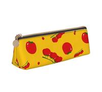 LHAHDG Tomato Fruit Pattern Leather Pencil Case Zipper Pen Case Pouch Waterproof Travel Makeup Pouch Large Capacity for Women Men
