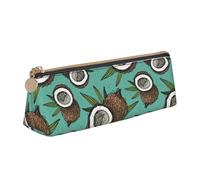 LHAHDG Tropical Fruit of Coconut Pattern Leather Pencil Case Zipper Pen Case Pouch Waterproof Travel Makeup Pouch Large Capacity for Women Men