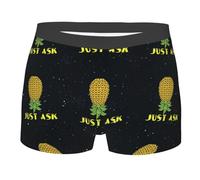 LHAHDG Upside Down Pineapple Funny Swinger Just I Ask Men'S Casual Underwear Boxer Shorts Trunk Breathable Wicking Briefs Black