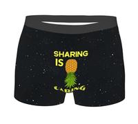 LHAHDG Upside Down Pineapple Funny Swinger Sharing Is Caring Men'S Casual Underwear Boxer Shorts Trunk Breathable Wicking Briefs Black