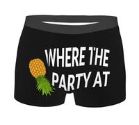 LHAHDG Upside Down Pineapple Funny Swinger Where The Party At Men'S Casual Underwear Boxer Shorts Trunk Breathable Wicking Briefs Black