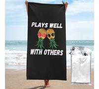 LHAHDG Upside Down Pineapple Plays Well With Others Large Quick Dry Beach Towel, Sand Free Athletic Lightweight Towels Travel Swim Beach For Women Men 31.5x63 Inche