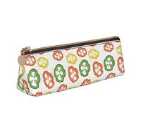 LHAHDG Watercolor Bell Pepper Pattern Leather Pencil Case Zipper Pen Case Pouch Waterproof Travel Makeup Pouch Large Capacity for Women Men