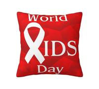 LHAHDG World Aids Day Awareness Red Ribbon Throw Pillows Covers 18 X 18 Square Pillow Case, Home Decor Sofa