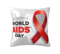 LHAHDG World Aids Day Awareness Red Ribbon Throw Pillows Covers 18 X 18 Square Pillow Case, Home Decor Sofa