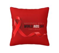 LHAHDG World Aids Day Awareness Red Ribbon Throw Pillows Covers 18 X 18 Square Pillow Case, Home Decor Sofa