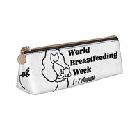 LHAHDG World Breastfeeding Week Leather Pencil Case Zipper Pen Case Pouch Waterproof Travel Makeup Pouch Large Capacity for Women Men