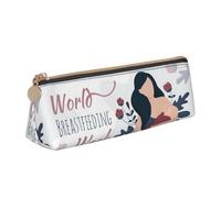 LHAHDG World Breastfeeding Week Leather Pencil Case Zipper Pen Case Pouch Waterproof Travel Makeup Pouch Large Capacity for Women Men