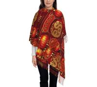 LHAHDG Year Of The Snake 2025 Happy Chinese New Year Warm Scarf, Wraps Shawl Fashion Fringed Scarves Classic Winter/Fall
