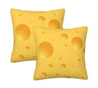 LHAHDG Yellow Cheese Pattern Throw Pillows Covers 18 X 18 Square Pillow Case, Set Of 2 Home Decor Sofa