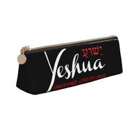 LHAHDG Yeshua Jesus Christian Leather Pencil Case Zipper Pen Case Pouch Waterproof Travel Makeup Pouch Large Capacity for Women Men