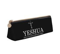 LHAHDG Yeshua Jesus Christian Leather Pencil Case Zipper Pen Case Pouch Waterproof Travel Makeup Pouch Large Capacity for Women Men