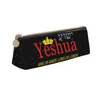 LHAHDG Yeshua Jesus Christian Leather Pencil Case Zipper Pen Case Pouch Waterproof Travel Makeup Pouch Large Capacity for Women Men