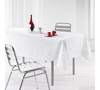 L'HARMONIE DU DECOR 150 x 240 cm Argent Bully Printed Polyester Tablecloth, Blanc