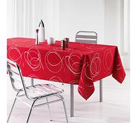 L'HARMONIE DU DECOR 150 x 240 cm Argent Bully Printed Polyester Tablecloth, Rouge