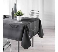 L'harmonie du Decor 150 x 240 cm Printed Polyester Kosmo Tablecloth, Anthracite Grey