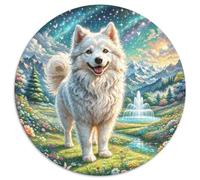 Lhasa Apso 1000 Piece Circular Jigsaw Puzzle Animals Pets Cute Pieces Challenging Brainteaser for Adults Premium Home Decor Gift 1000pcs (67.5x67.5cm)