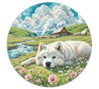 Lhasa Apso 1000 Piece Jigsaw Puzzles Pet Dog Round Puzzles Stress Reliever Educational Games Unique Challenge Game for Adults And Kids 1000pcs (67.5x67.5cm)
