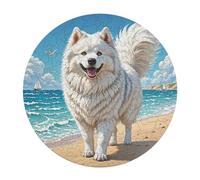 Lhasa Apso 128 Piece Round Jigsaw Puzzle Cute Pet Animals Animal Shape Premium Large Format Puzzle Stress Relief Relaxing Activity for Families Home Wall Art 120 PCS