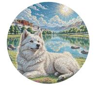 Lhasa Apso 195 Piece Circular Puzzle Cute Pet Animals Animal Shape Premium Quality Challenging Brainteaser for Adults Durable Pieces Home Decor Wall Art 195 PCS
