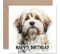Lhasa Apso Birthday Card for Men Women - Dog Breeds - Happy Birthday Card for Husband Nanny Colleague Nan, 145mm Bday Greeting Cards