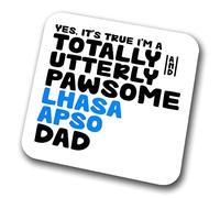 Lhasa Apso Coaster Pawsome Lhasa Apso Dad | Pet Present for Lhasa Apso Lover | Dog Dad Friend Joke Funny Gift Birthday Christmas, Hardboard Coaster