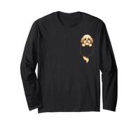Lhasa Apso Cute Puppy Pocket Cartoon Dog Art Long Sleeve T-Shirt