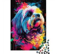 Lhasa Apso Dog Art Adult Puzzle Brain Teasers for Adults Puzzle Games for Adults Teen 1000pcs (38x26cm)