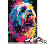 Lhasa Apso Dog Art Adult Puzzle Premium 100% Recycled Board Difficult Puzzles for Kids Age 12 Years Up 1000pcs (75x50cm)