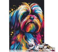 Lhasa Apso Dog Art Puzzle Premium 100% Recycled Board Paper Rectangular Jigsaw Puzzle for Women Men Unique Gift 1000pcs (75x50cm)