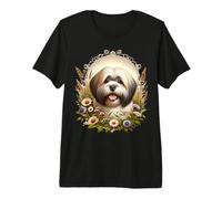 Lhasa Apso Dog Summer Wildflowers Artwork Premium T-Shirt