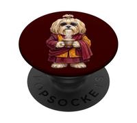 Lhasa Apso Dog Tibetan Lion Dog Tea in Tibet Monk PopSockets Adhesive PopGrip