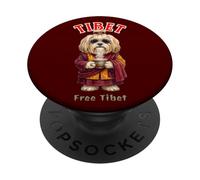 Lhasa Apso Dog Tibetan Lion Dog Tea in Tibet Monk PopSockets Adhesive PopGrip