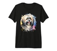 Lhasa Apso Dog Watercolor Artwork Premium T-Shirt