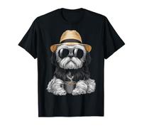 Lhasa Apso Dog with Sunglasses Drinking Coffee T-Shirt
