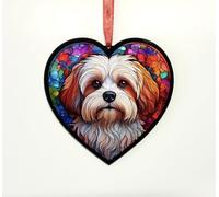 Lhasa Apso Heart Suncatcher - Memorial or Gift for Dog Lovers - 13cm