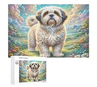 Lhasa Apso Jigsaw Puzzles Puzzle for Adults Kids. 1000 Pieces Cute Pet Great Gifts Challenge Toy Educational Game Home Decoration for Educational Games Gifts 1000 PCS