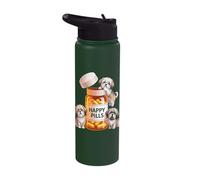 Lhasa Apso Owner Dog Lover Enthusiast Happy Pill Lhasa Apso Stainless Steel Insulated Water Bottle
