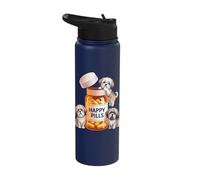Lhasa Apso Owner Dog Lover Enthusiast Happy Pill Lhasa Apso Stainless Steel Insulated Water Bottle