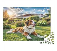 Lhasa Apso Sturdy Paper Bernard Mix on Grass with Distant Castle Jigsaw Puzzle for Adults Educational Birthday Gift 70x50cm/1000pcs