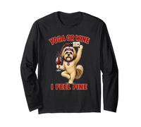 Lhasa apso Yoga or Wine I Feel Fine - DIGOR Funny Long Sleeve T-Shirt