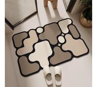 Lhayeu Unique Contour Diatomite Mat for Bathrooms - Non-Slip Rug with 3D Puzzle Cubes Design, Fast Drying 1.3x2ft/16x24in/40x60cm(Milky Mocha)
