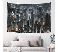 LHBWCVN Aerial Night of View Hong Kong Tapestry 60x40 Inch Wall Hanging Tapestries Aesthetic Wall Carpet Wall Art for Living Room Bedroom Poster Backdrop Banner for Home Decorations